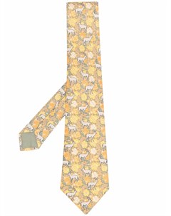 Шелковый галстук 2000 х годов с анималистичным принтом Hermes