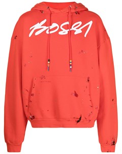 Худи с эффектом разбрызганной краски и логотипом Bossi sportswear
