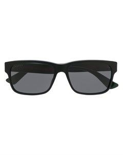 Солнцезащитные очки в квадратной оправе с полоской web Gucci eyewear