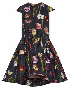 Жаккардовое платье мини с цветочным узором Oscar de la renta