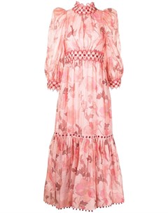 Платье с высоким воротником и цветочным принтом Zimmermann
