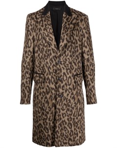 Однобортное пальто с леопардовым принтом Amiri