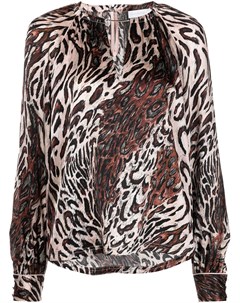 Блузка с объемными рукавами и леопардовым принтом Jonathan simkhai standard