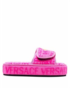 Шлепанцы с открытым носком и логотипом Versace