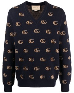 Джемпер с V образным вырезом и логотипом Double G Gucci