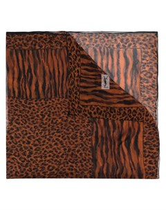 Полупрозрачный платок с леопардовым принтом Yves saint laurent pre-owned