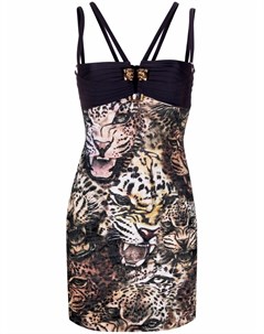 Платье мини с леопардовым принтом Roberto cavalli
