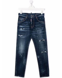Прямые джинсы с эффектом потертости Dsquared2 kids