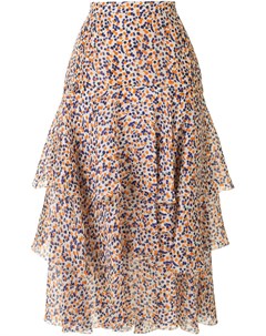 Шелковая юбка с принтом Delpozo