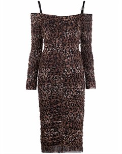 Платье с леопардовым принтом и открытыми плечами Blumarine