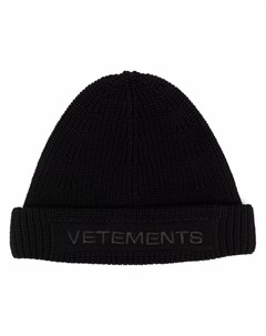 Вязаная шапка бини с вышитым логотипом Vetements