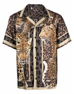 Рубашка с короткими рукавами и леопардовым принтом Dolce&gabbana