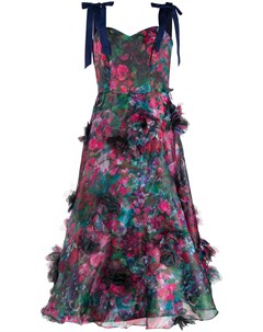 Платье миди с цветочной аппликацией Marchesa notte