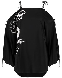 Блузка с открытыми плечами и цветочной вышивкой Ermanno scervino