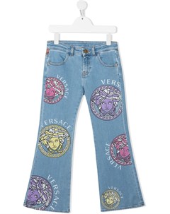 Расклешенные джинсы с принтом Medusa Versace kids