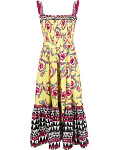 Платье миди с открытыми плечами и цветочным принтом La doublej