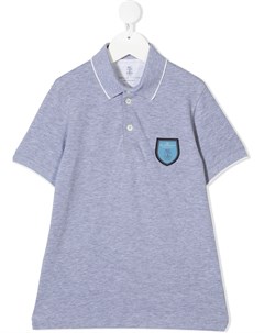Рубашка поло с короткими рукавами и нашивкой логотипом Brunello cucinelli kids