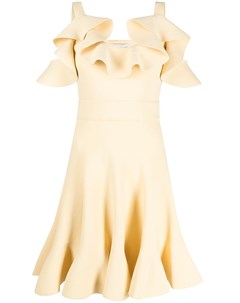 Платье мини с открытыми плечами и оборками Alexander mcqueen