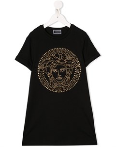 Платье футболка с заклепками и логотипом Versace kids
