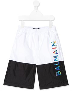 Плавки шорты в стиле колор блок с логотипом Balmain kids
