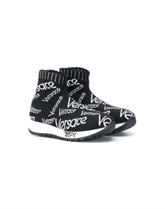 Кроссовки с вышитым логотипом Versace kids