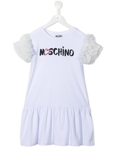Платье футболка с оборками и логотипом Moschino kids