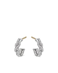 Серебряные серьги кольца X с бриллиантами David yurman