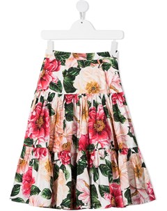 Ярусная юбка с цветочным принтом Dolce & gabbana kids