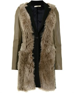 Пальто на пуговицах с меховой вставкой Balenciaga pre-owned