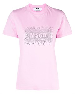 Футболка с кристаллами и логотипом Msgm