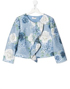 Твидовый пиджак с цветочным принтом Monnalisa
