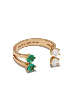 Золотое кольцо Domino Dots с бриллиантом и хризолитом Delfina delettrez