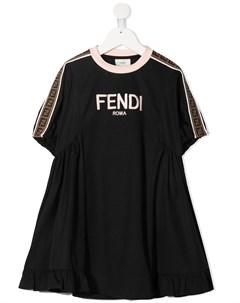 Платье с короткими рукавами и логотипом Fendi kids