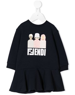 Платье с оборками и логотипом Fendi kids
