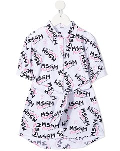 Платье рубашка с короткими рукавами и логотипом Msgm kids