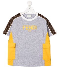 Футболка с накладным карманом и логотипом Fendi kids