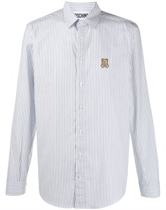 Рубашка в тонкую полоску с вышитым логотипом Moschino