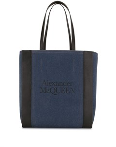 Джинсовая сумка шопер с логотипом Alexander mcqueen