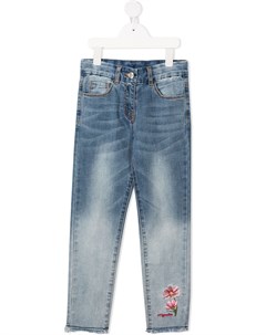 Узкие джинсы с цветочной вышивкой Monnalisa