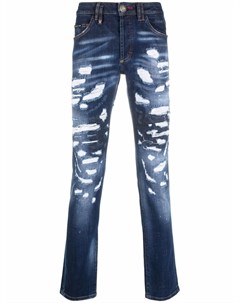 Прямые джинсы с прорезями Philipp plein