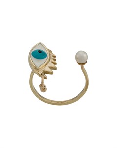 Золотое кольцо Eye Piercing с жемчугом и эмалью Delfina delettrez