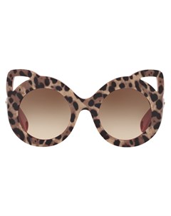 Солнцезащитные очки в круглой оправе с леопардовым принтом Dolce & gabbana eyewear