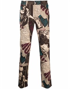 Габардиновые брюки с газетным принтом Moschino