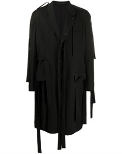 Однобортное пальто с ремешками Yohji yamamoto