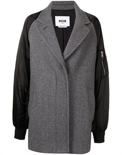 Двубортное пальто с контрастными рукавами Msgm