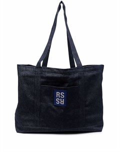 Джинсовая сумка тоут с нашивкой логотипом Raf simons