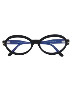 Очки в овальной оправе с прозрачными линзами Tom ford eyewear