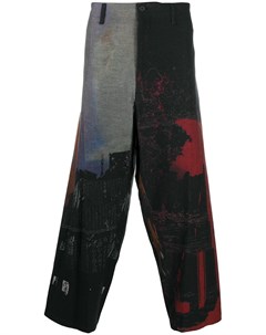 Широкие брюки с абстрактным принтом Yohji yamamoto