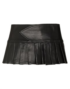 Кожаная мини юбка с плиссировкой Mowalola