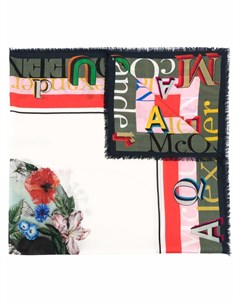Шерстяной шарф с цветочным принтом Alexander mcqueen